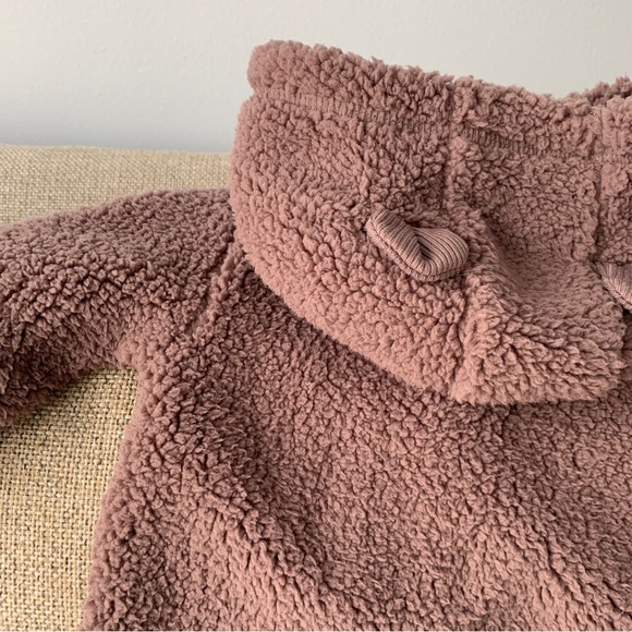 NEW Carters Baby Boys Teddy Bear One Piece Brown Hooded Sherpa Fleece 6 Months - Picture 6 of 10